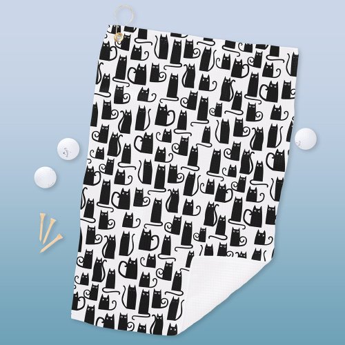 Black Cat Pattern Golf Towel