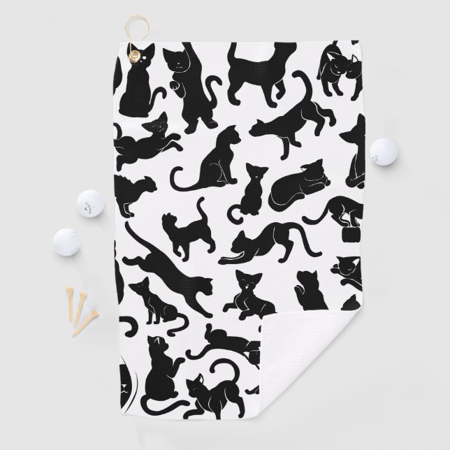 Black Cat Pattern Golf Towel (InSitu)