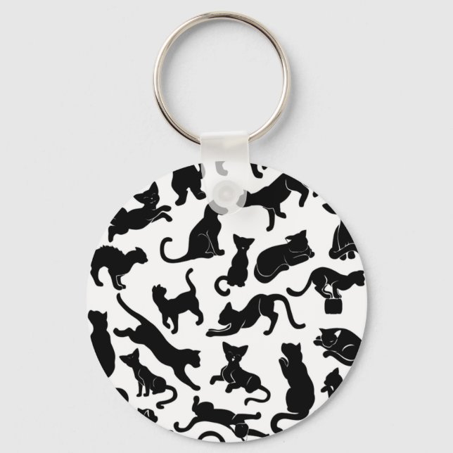 Black Cat Pattern Keychain (Front)