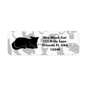 Black Cat Pattern Label