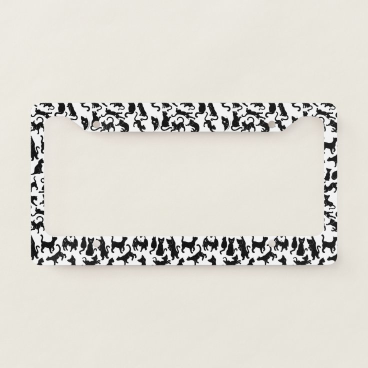 Black Cat Pattern License Plate Frame Zazzle