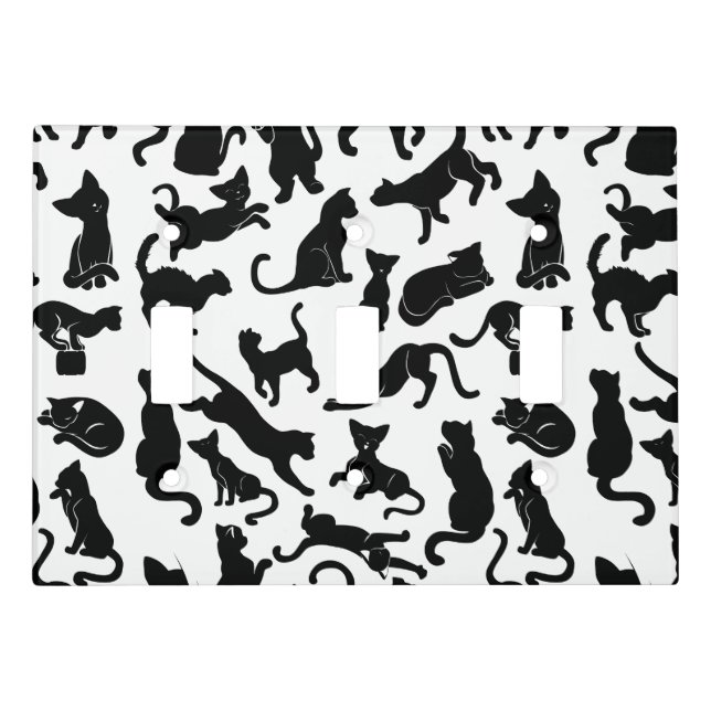 Black Cat Pattern Light Switch Cover (Front)