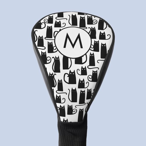 Black Cat Pattern Monogram Golf Head Cover