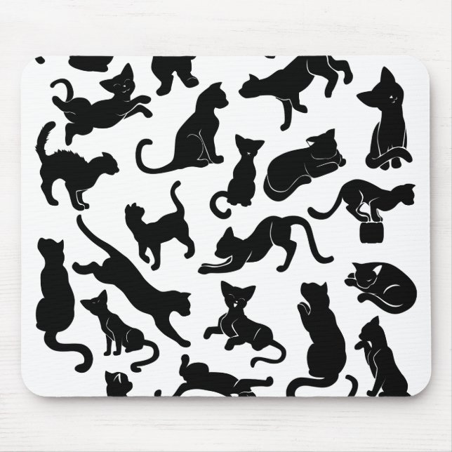 Black Cat Pattern Mouse Pad (Front)