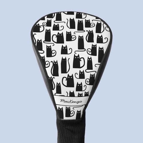 Black Cat Pattern Name Golf Head Cover