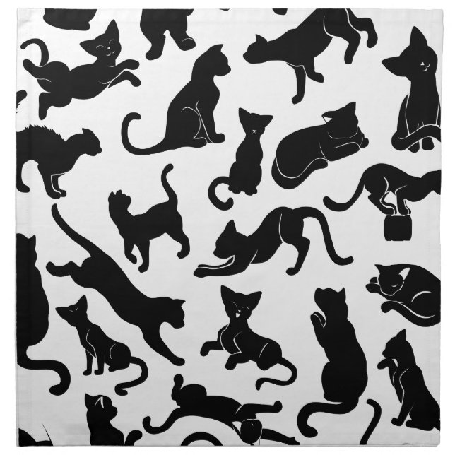 Black Cat Pattern Napkin (Front)