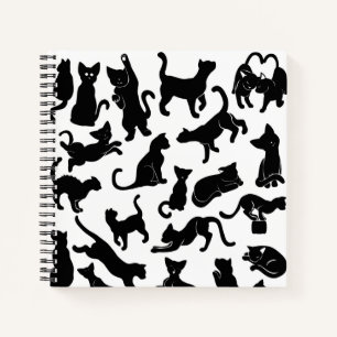 Black Cat Pattern Notebook