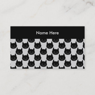 Black Cat Pattern on Light Gray. Business Card