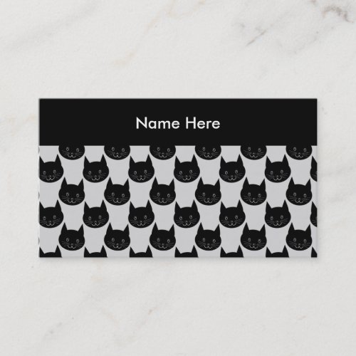 Black Cat Pattern on Light Gray. Business Card Templates