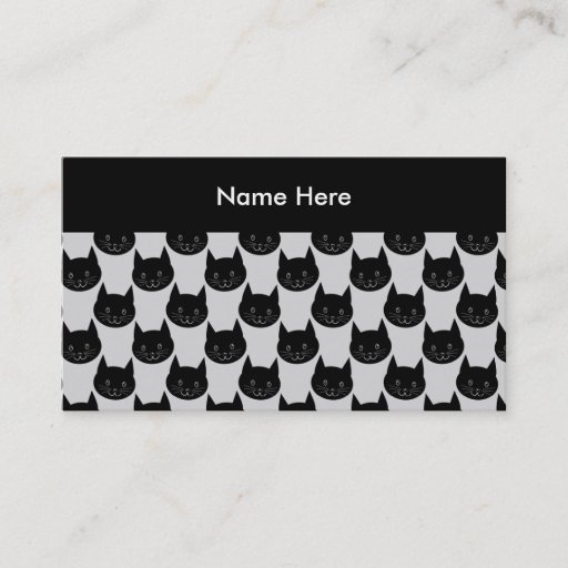 Customizable Black Cat Pattern on Light Gray. Business Card Templates