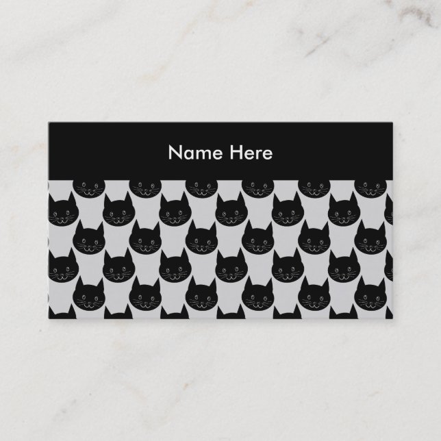 Black Cat Pattern on Light Gray. Business Card (Front)