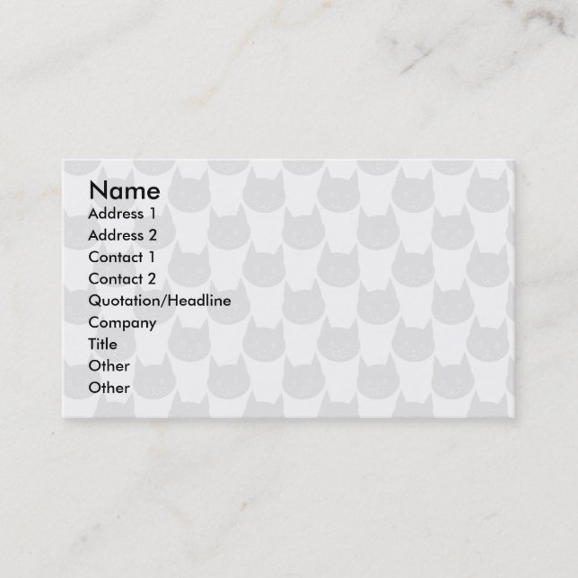 Black Cat Pattern on Light Gray. Business Card (Front)