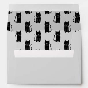Black Cat Pattern on Light Gray. Envelope