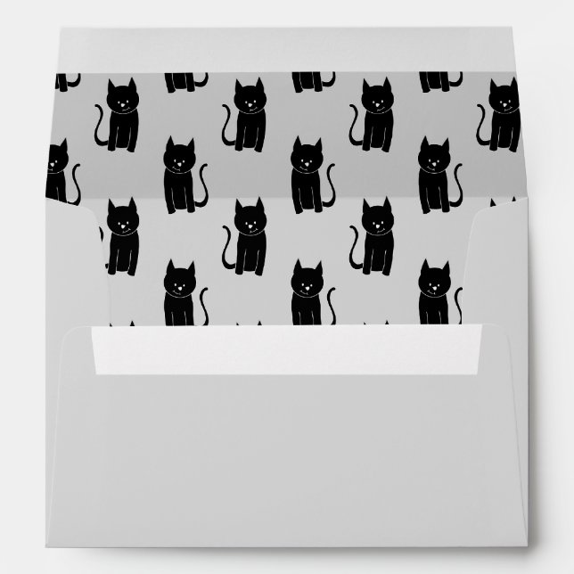 Black Cat Pattern on Light Gray. Envelope (Back (Bottom))