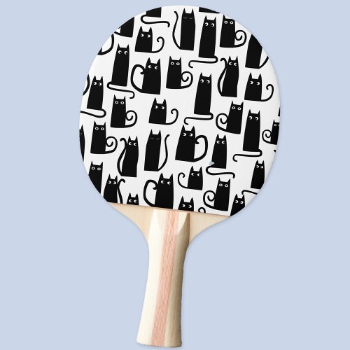 Black Cat Pattern Ping Pong Paddle