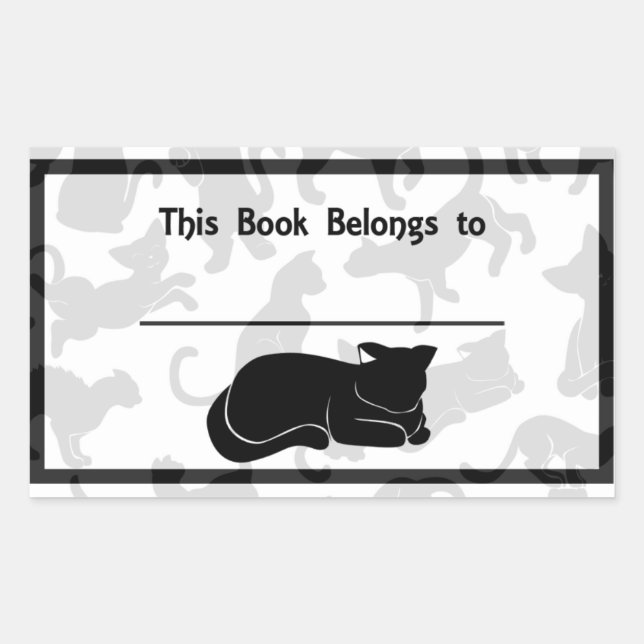 Black Cat Pattern Rectangular Sticker (Front)