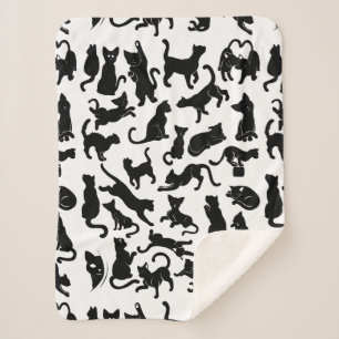 Black Cat Pattern Sherpa Blanket