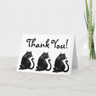 Black Cat Pattern Thank You Card