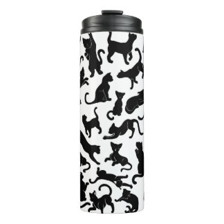 Black Cat Pattern Thermal Tumbler