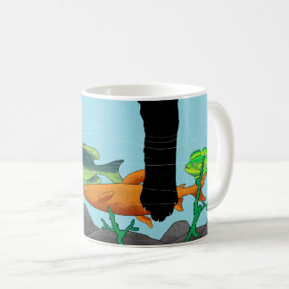 Black cat paw fishing illustration Mug