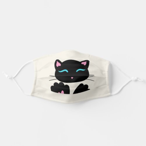 Black Cat Paw Heart Cloth Face Mask