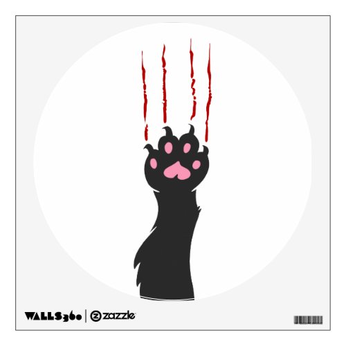 Black cat paw print _ Choose background color Wall Decal