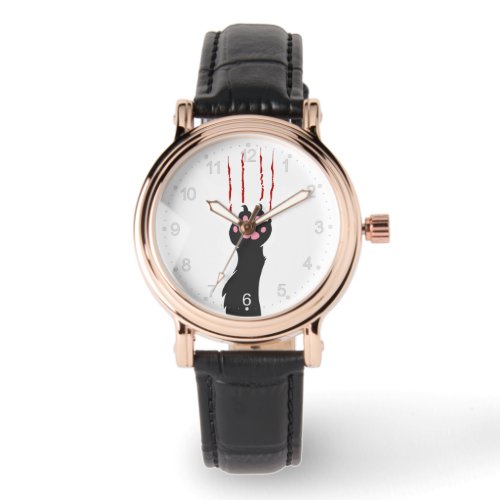 Black cat paw print _ Choose background color Watch