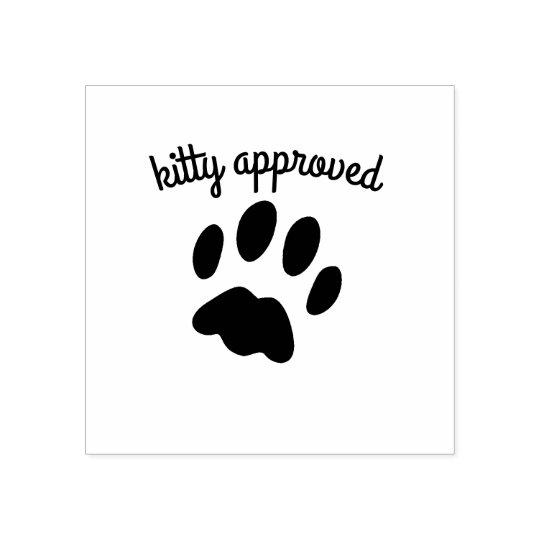 Black Cat Paw Print Kitty Approved Rubber Stamp