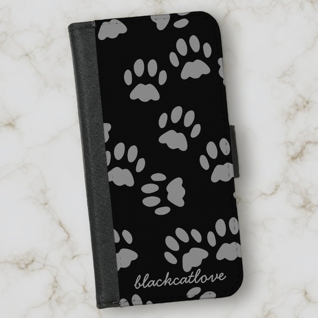 Black Cat Paw Print Pattern Samsung Galaxy Wallet Case (Creator Uploaded)