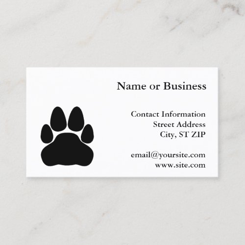 Black Cat Paw Print Shape Business Card