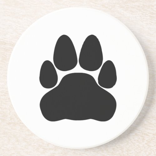 Black Cat Paw Print Shape Drink Coaster