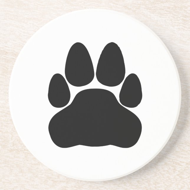 Black Cat Paw Print Shape Drink Coaster (Front)