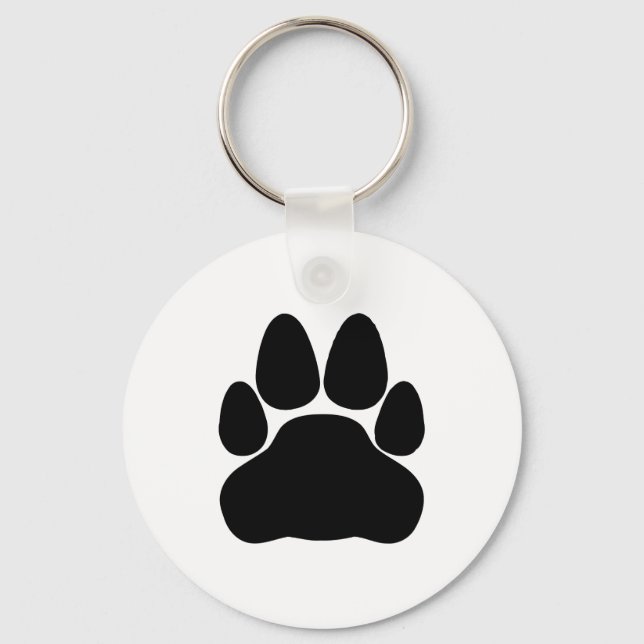 Black Cat Paw Print Shape Keychain (Front)