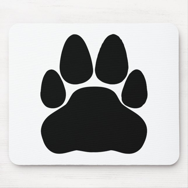 Black Cat Paw Print Shape Mouse Pad (Front)