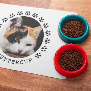 Black Cat Paw Prints Frame Pet Photo Placemat