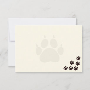 Black Cat Paw Prints Monogram Blank Cream  Note Card