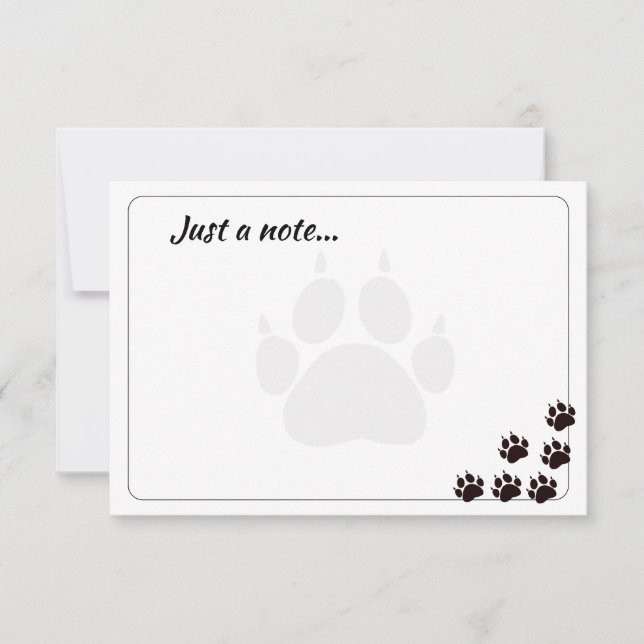 Black Cat Paw Prints Monogram Custom Just a Note  (Front)