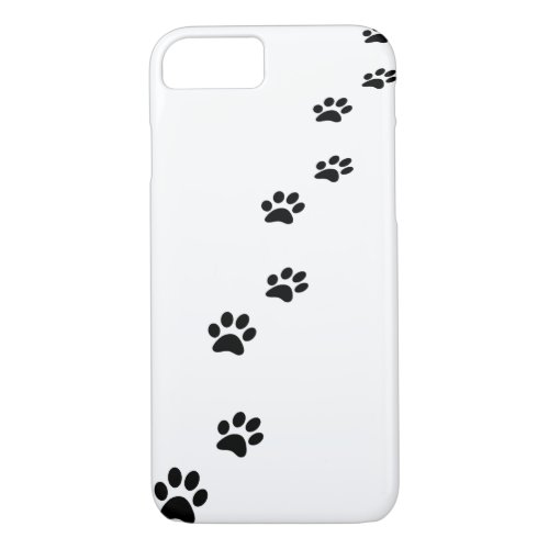 Black cat paw prints on white iPhone 87 case