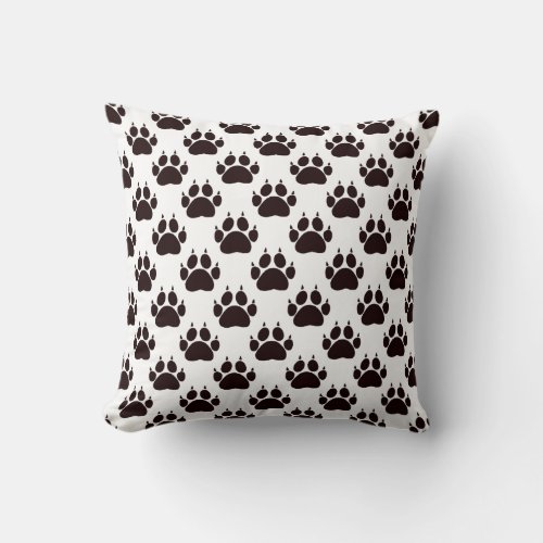 Black Cat Paw Prints Throw Pillow