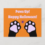 Black Cat Paws Up Halloween Postcard