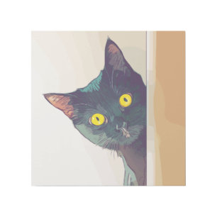 BLACK CAT PEEKING ART GALLERY WRAP 12X12