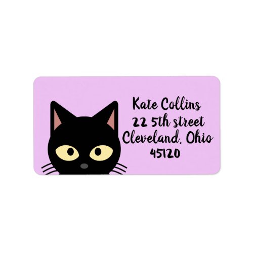 BLACK CAT PEEKING ART RETURN ADDRESS LABELS