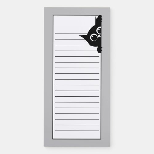 Black Cat Peeking at You Kitty Lined Magnetic Notepad