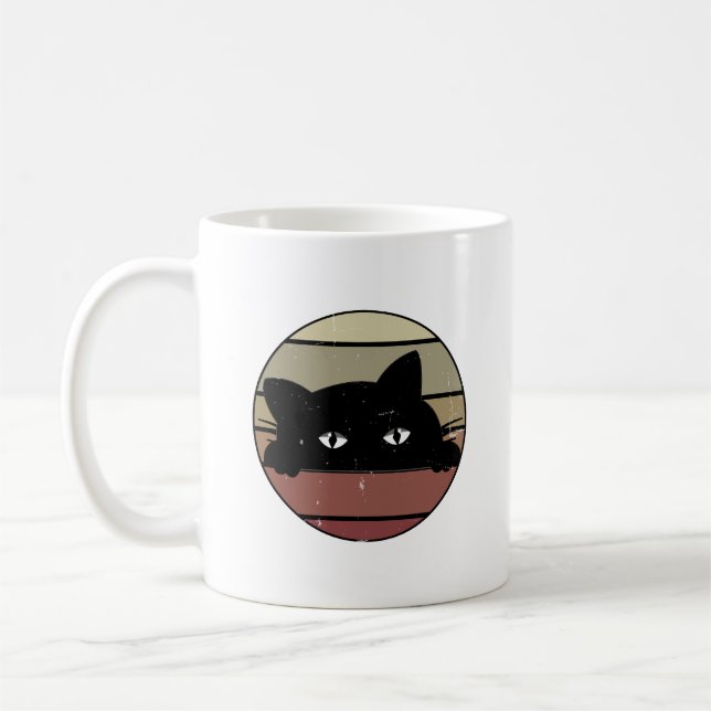  Black Cat Peeking  Coffee Mug (Left)