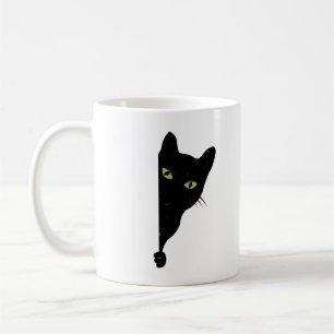 Black Cat Peeking Coffee Mug