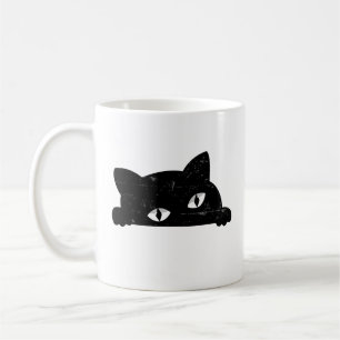 Black Cat Peeking Coffee Mug