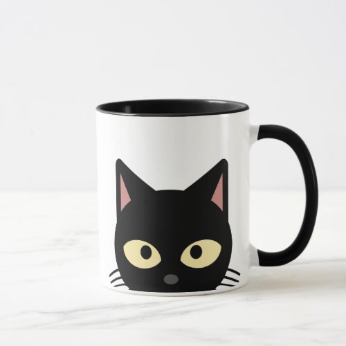 BLACK CAT PEEKING COFFEE MUGS