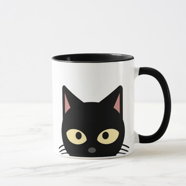 BLACK CAT PEEKING COFFEE MUGS (Right)