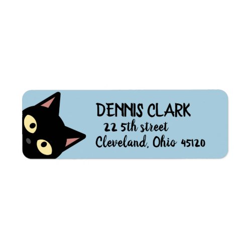 BLACK CAT PEEKING CUTE Return Address Labels
