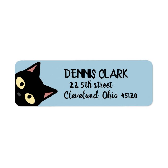BLACK CAT PEEKING CUTE Return Address Labels (Front)